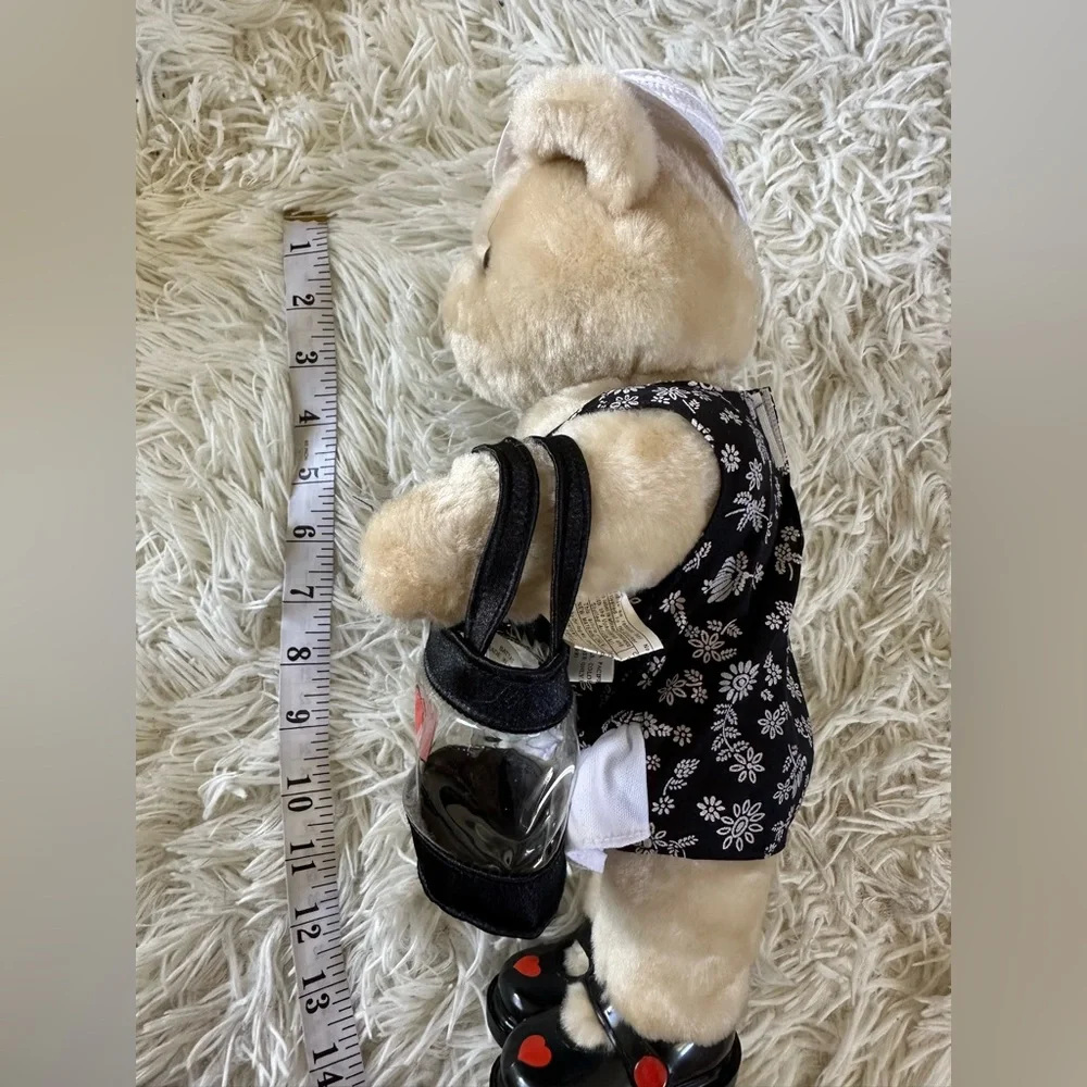 Pacifica Cream Teddy Bear‎ with Black Floral Dress